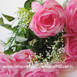 искусственные цветы букет камелий цвета розовый с белым 14