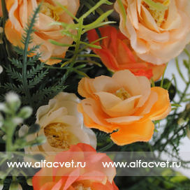 искусственные цветы розы цвета оранжевый с белым 16