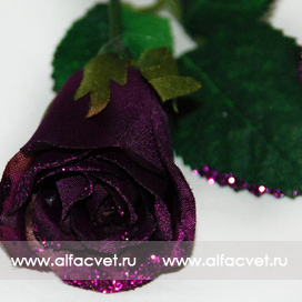 искусственные цветы роза с блестками цвета фиолетовый 7