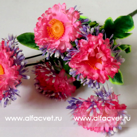 искусственные цветы букет маргариток (розетка) цвета розовый 5