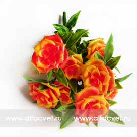 искусственные цветы букет роз пластик цвета оранжевый 2